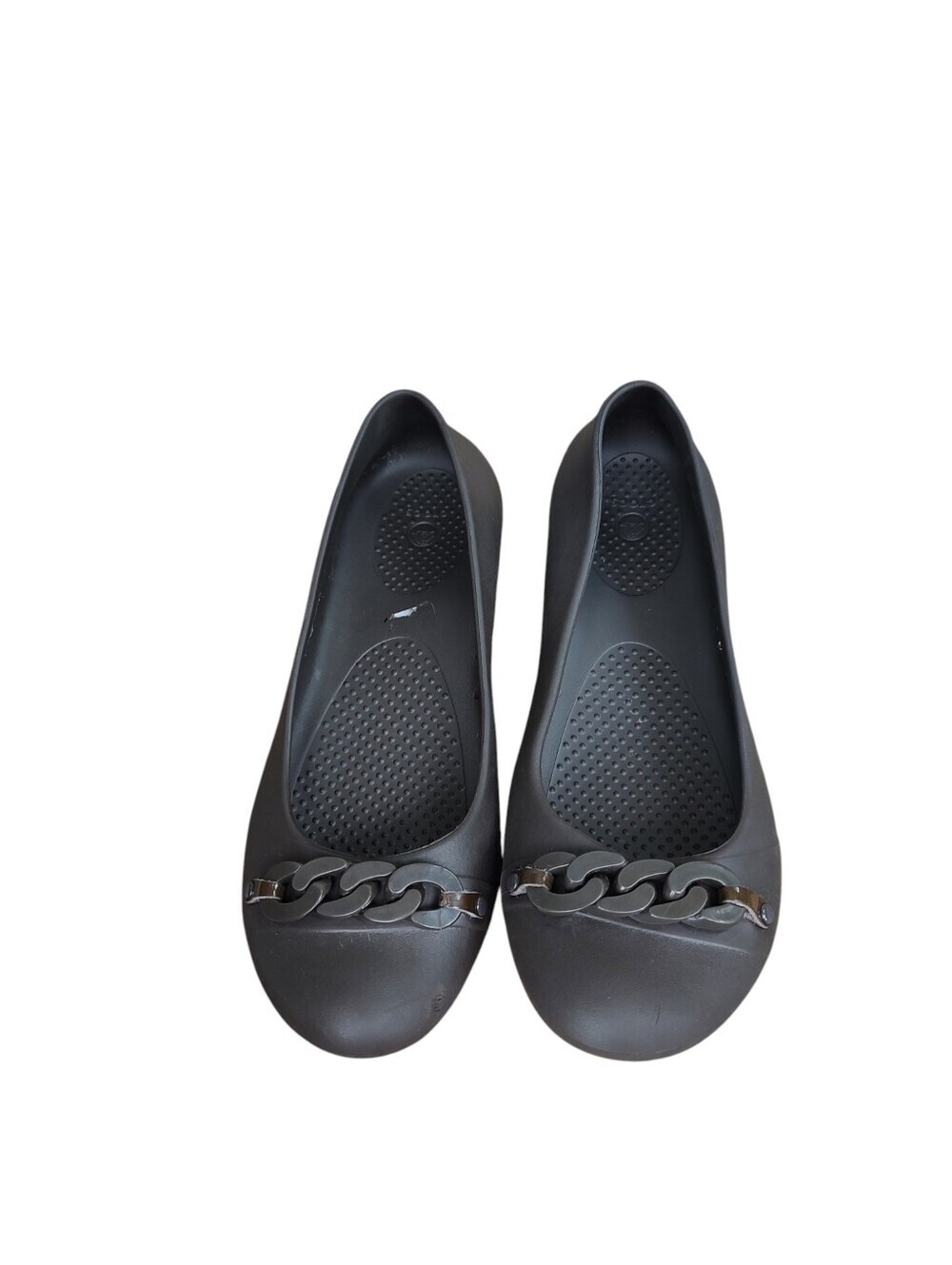 CROCS Charcoal Chain-Trim Slip-On Ballet Flats